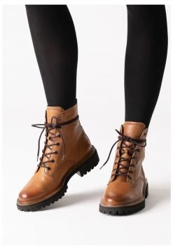 Paul Green Bottines à Lacets Cognac Braun Femme